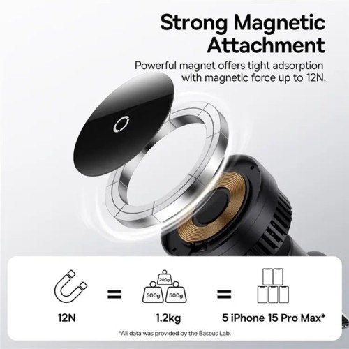 Baseus MagPro Series Magnetic Wireless Charging Car Mount Air Vent Version 15W Cosmic Black image 3
