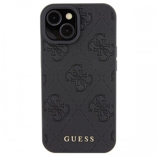 Guess GUHCP15SP4EPMK iPhone 15 | 14 | 13 6.1" czarny|black hardcase Leather 4G Stamped image 3