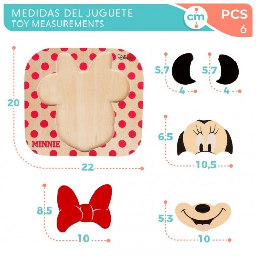 Child's Wooden Puzzle Disney Minnie Mouse + 12 Months 6 Pieces (12 Units) image 3