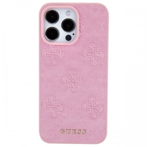 Guess GUHCP15LP4EPMP iPhone 15 Pro 6.1" różowy|pink hardcase Leather 4G Stamped image 3