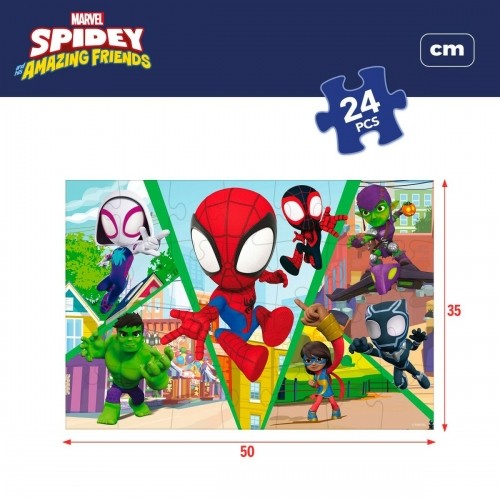 Child's Puzzle Spidey Double-sided 50 x 35 cm 24 Pieces (12 Units) image 3