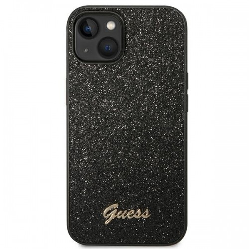 Guess PC|TPU Glitter Flakes Metal Logo Case for iPhone 14 Plus Black image 3