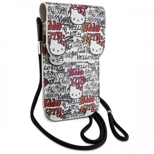 Hello Kitty Leather Tags Graffiti Cord bag - beige image 3