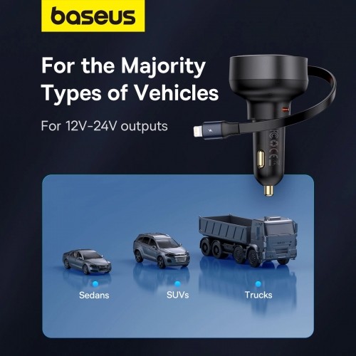 Baseus Enjoyment Pro USB-C (female) | Lightning (male) 60W car charger - black image 3