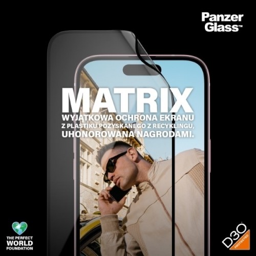 PanzerGlass Matrix D3O UWF iPhone 15 6.1" Ultra-Wide-Fit rPET Screen Protection Easy Aligner Included 2817 hybryda image 3