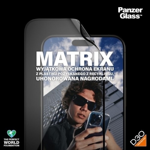 PanzerGlass Matrix D3O UWF iPhone 15 Pro Max 6.7" Ultra-Wide-Fit rPET Screen Protection Easy Aligner Included 2820 hybryda image 3