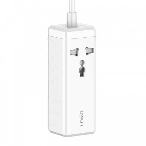 Power strip with 1 AC socket, 2x USB, 2x USB-C LDNIO SC1418, EU|US, 2500W (white) image 3
