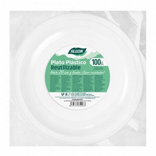 Set of reusable plates Algon Circular White Plastic 22 x 22 x 1,5 cm (6 Units) image 3