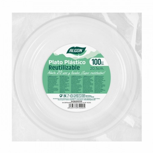 Set of reusable plates Algon Circular White Plastic 20,5 x 2 cm (6 Units) image 3