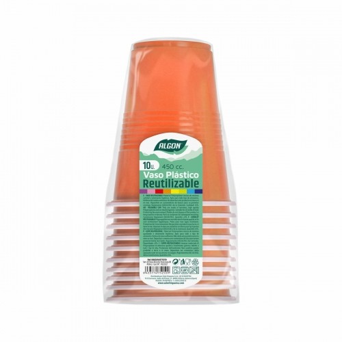 Vairākkārt lietojamu glāžu komplekts Algon Oranžs 48 gb. 450 ml (10 Daudzums) image 3