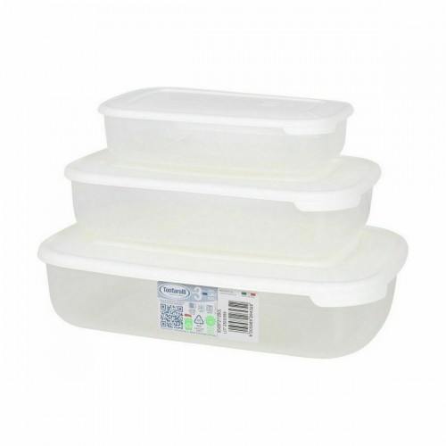 Set of 3 lunch boxes Tontarelli Family White Rectangular 29,6 x 19,8 x 7,7 cm (20 Units) image 3