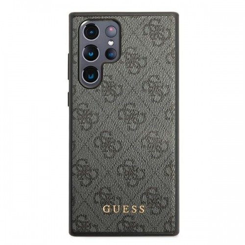 Guess GUHCS22LG4GFGR S22 Ultra S908 szary|grey hard case 4G Metal Gold Logo image 3