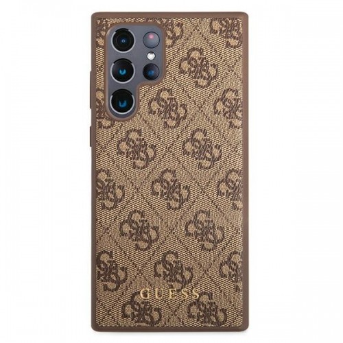 Guess GUHCS22LG4GFBR S22 Ultra S908 brązowy|brown hard case 4G Metal Gold Logo image 3