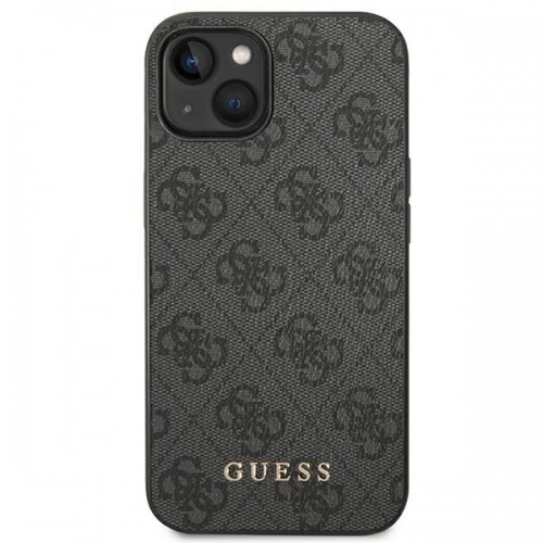 Guess GUHCP14SG4GFGR iPhone 14 6,1" szary|grey hard case 4G Metal Gold Logo image 3