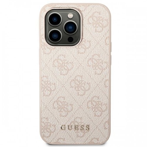Guess GUHCP14XG4GFPI iPhone 14 Pro Max 6,7" różowy|pink hard case 4G Metal Gold Logo image 3