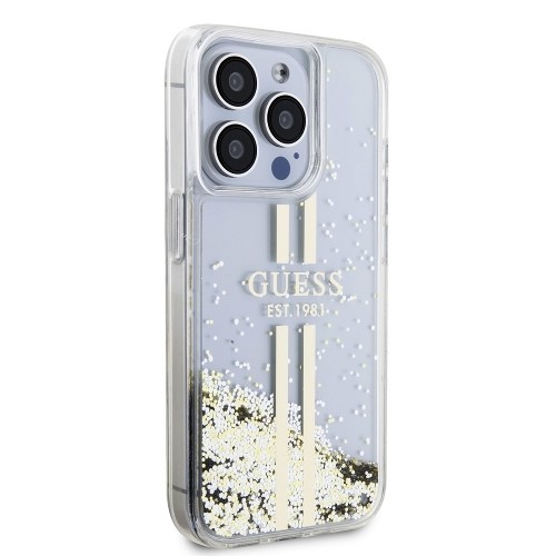 Guess PC|TPU Liquid Glitter Gold Stripe Case for iPhone 15 Pro Max Transparent image 3