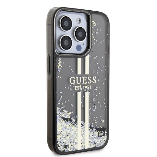 Guess PC|TPU Liquid Glitter Gold Stripe Case for iPhone 15 Pro Black image 3