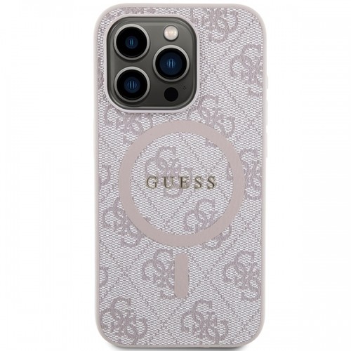 Guess GUHMP15XG4GFRP iPhone 15 Pro Max 6.7" różowy|pink hardcase 4G Collection Leather Metal Logo MagSafe image 3