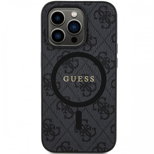 Guess GUHMP13LG4GFRK iPhone 13 Pro | 13 6.1" czarny|black hardcase 4G Collection Leather Metal Logo MagSafe image 3