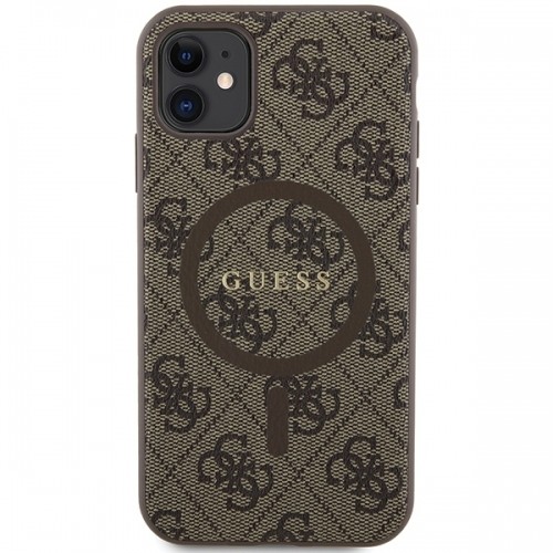 Guess GUHMN61G4GFRW iPhone 11 6.1" | Xr brązowy|brown hardcase 4G Collection Leather Metal Logo MagSafe image 3