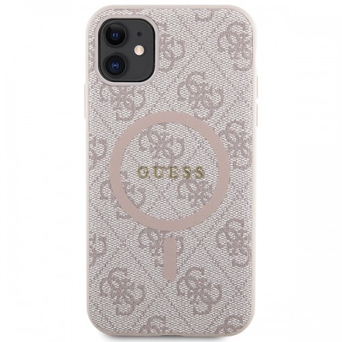 Guess GUHMN61G4GFRP iPhone 11 6.1" | Xr różowy|pink hardcase 4G Collection Leather Metal Logo MagSafe image 3