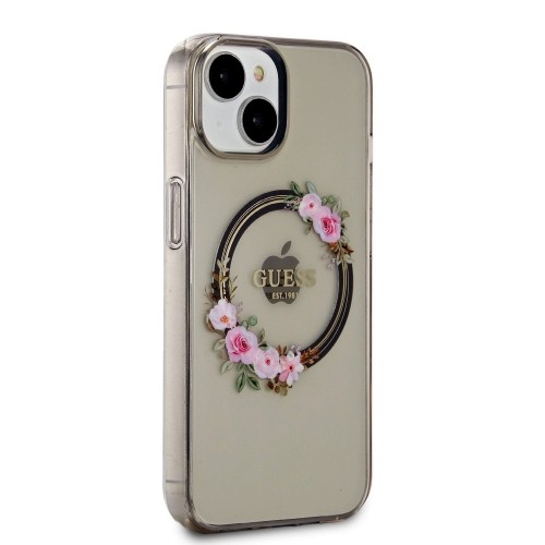 Guess PC|TPU Flowers Ring Glossy Logo MagSafe Case for iPhone 14 Black image 3