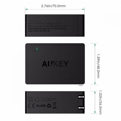 Сетевое зарядное устройство Aukey PA-T14 Чёрный image 3