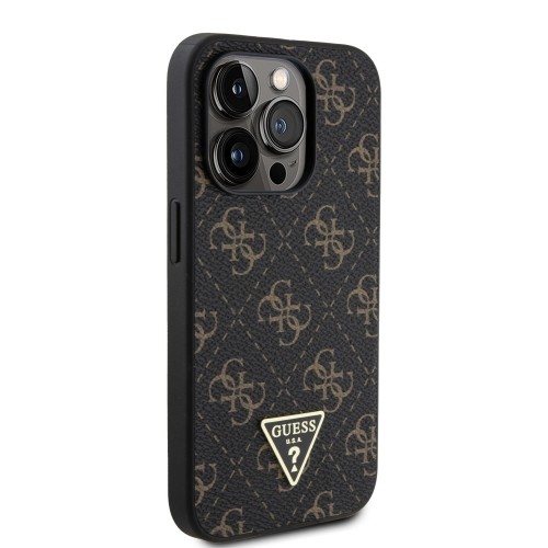 Guess PU Leather 4G Triangle Metal Logo Case for iPhone 15 Pro Black image 3