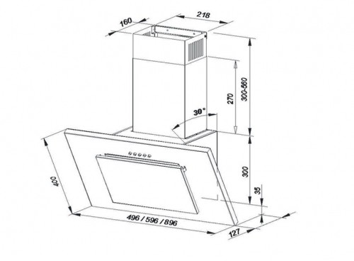 Wall-mounted canopy MAAN Vertical P 2 60 310 m3/h, Satin image 3