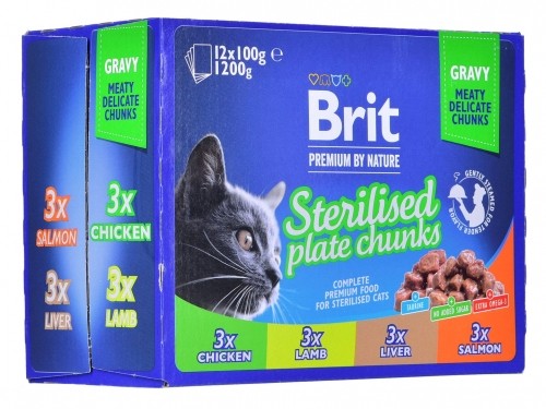 BRIT Premium Cat Sterilised Plate - wet cat food - 12x100g image 3