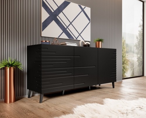 Cama Meble Nova chest of drawers 155x40x72 Black Mat image 3