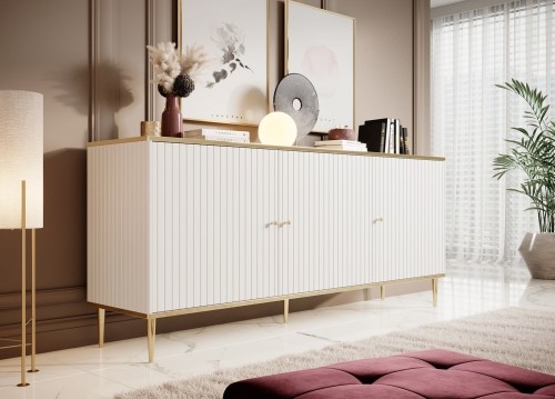 Cama Meble GLAMOUR chest 180x40x75.5 cm white matt + gold image 3