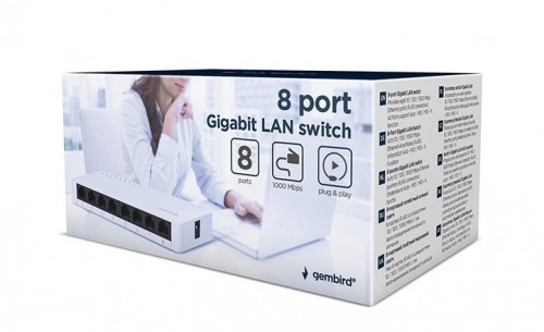 Gembird NSW-G8-01 network switch Unmanaged Gigabit Ethernet (10/100/1000) White image 3