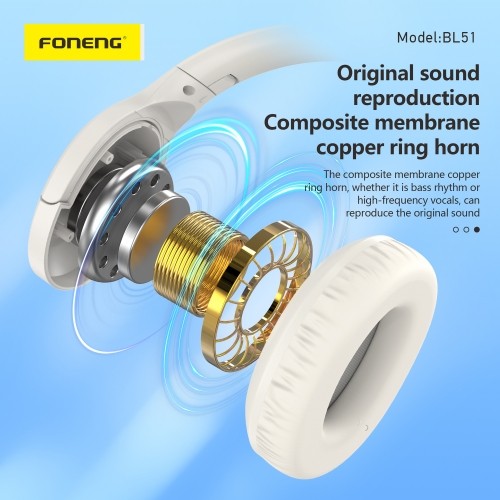 OEM Foneng Bluetooth headphones BL51 beige image 3