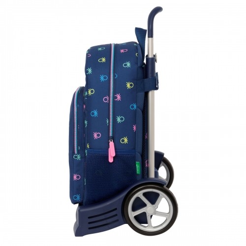 School Rucksack with Wheels Benetton Cool Navy Blue 30 x 46 x 14 cm image 3