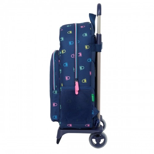 School Rucksack with Wheels Benetton Cool Navy Blue 30 x 46 x 14 cm image 3