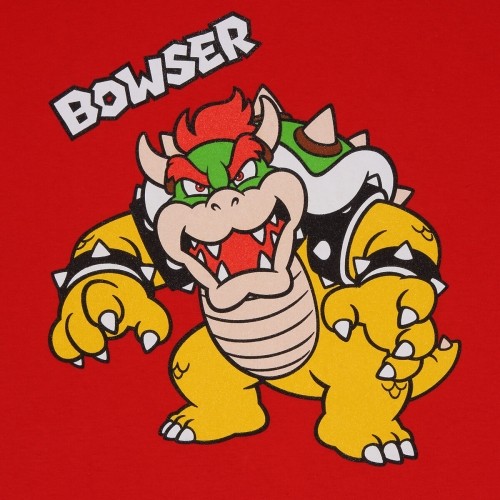 Child's Short Sleeve T-Shirt Super Mario Bowser Text Red image 3