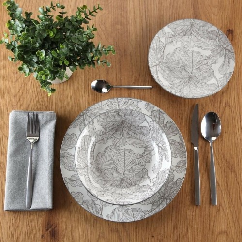 Dinnerware Set Versa Palm tree 18 Pieces Grey Porcelain image 3