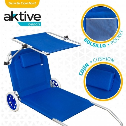 Sun-lounger Aktive Blue Awning Folding cart 62 x 62 x 117 cm (2 Units) image 3