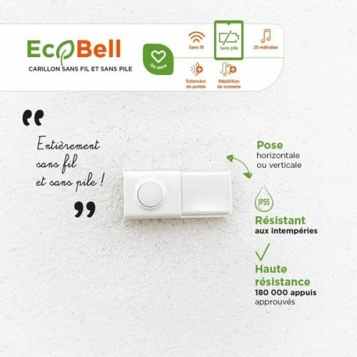 Wireless Doorbell with Push Button Bell SCS SENTINEL EcoBell 100 100 m image 3