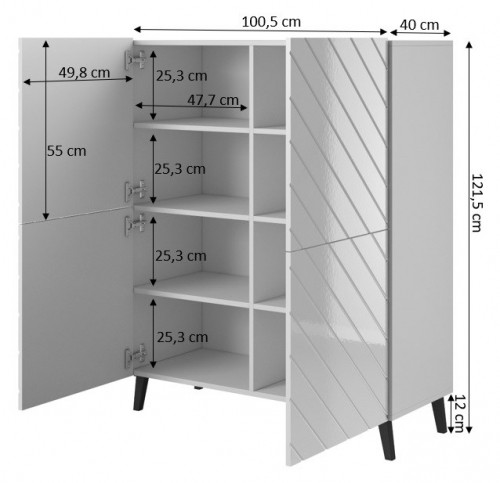 Cama Meble Shelving ABETO 100.5 x 40 x 121.5 cm white/gloss white image 3