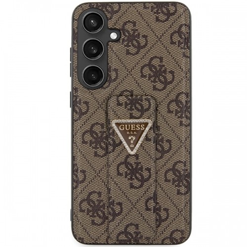 Guess GUHCS24MPGS4TDW S24+ S926 brązowy|brown hardcase Grip Stand 4G Triangle Strass image 3