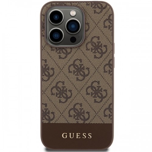 Guess GUHCP15XG4GLBR iPhone 15 Pro Max 6.7" brązowy|brown hardcase 4G Stripe Collection image 3