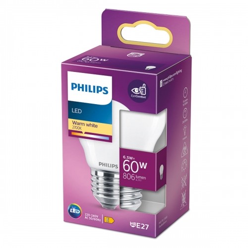 Светодиодная лампочка Philips E 6.5 W 6,5 W 60 W E27 806 lm 4,5 x 7,8 cm (2700 K) image 3