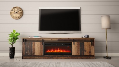 Cama Meble RTV GRANERO + fireplace cabinet 200x56.7x35 old wood image 3