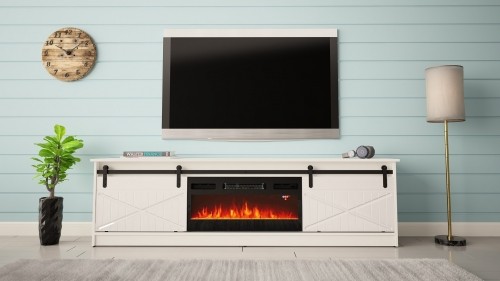 Cama Meble RTV GRANERO + fireplace cabinet 200x56.7x35 white/gloss white image 3