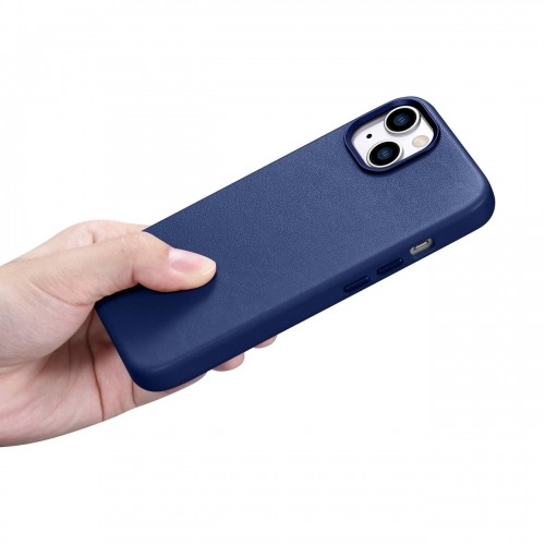 iCarer Case Leather cover for iPhone 14 Plus genuine leather case blue (compatible with MagSafe) image 3