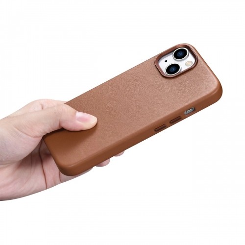 iCarer Case Leather Case Cover for iPhone 14 Plus Brown (MagSafe Compatible) image 3