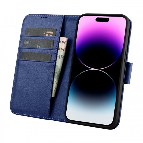 iCarer Wallet Case 2in1 Cover iPhone 14 Pro Leather Flip Case Anti-RFID blue (WMI14220726-BU) image 3