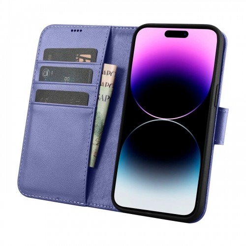 iCarer Wallet Case 2in1 Cover iPhone 14 Pro Anti-RFID Leather Flip Case Light Purple (WMI14220726-LP) image 3